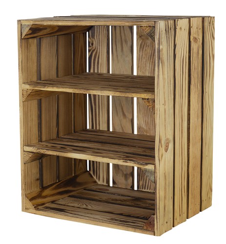 Geflammte holzkiste mit - geflammte,
